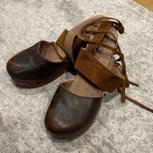 Free People Dark Brown Leather Espadrilles